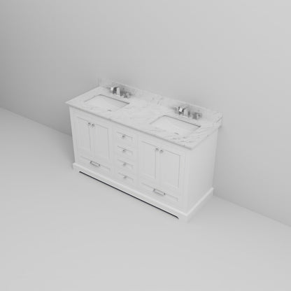 Dukes 60 in. W x 22 in. D White Double Bath Vanity