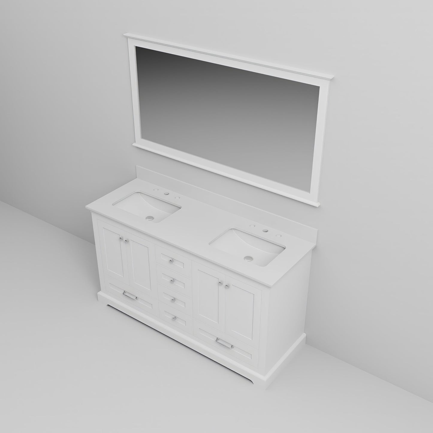 Dukes 60 in. W x 22 in. D White Double Bath Vanity