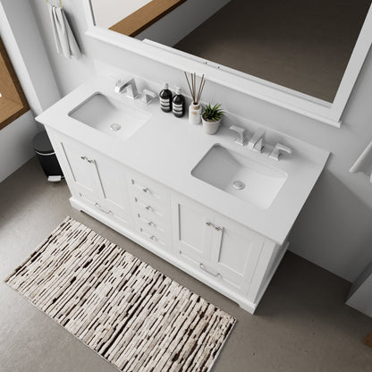Dukes 60 in. W x 22 in. D White Double Bath Vanity