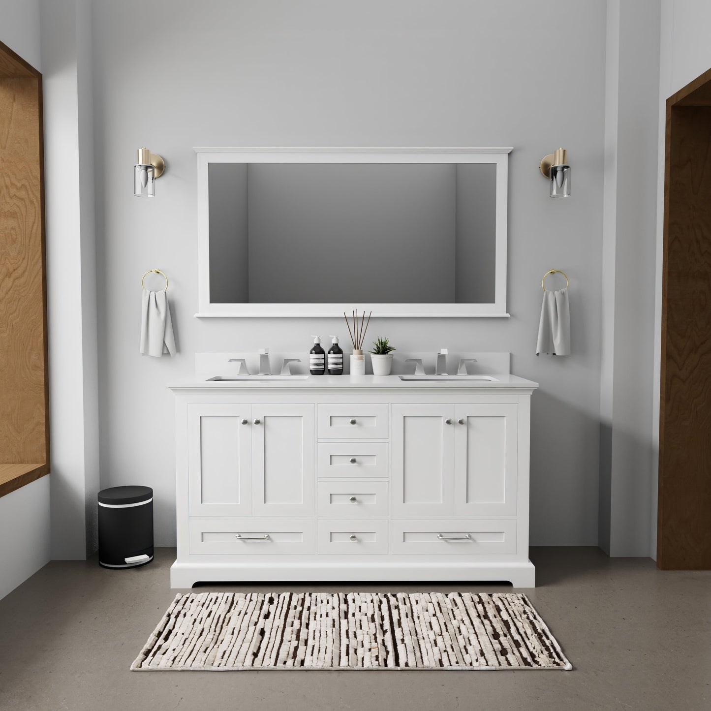 Dukes 60 in. W x 22 in. D White Double Bath Vanity