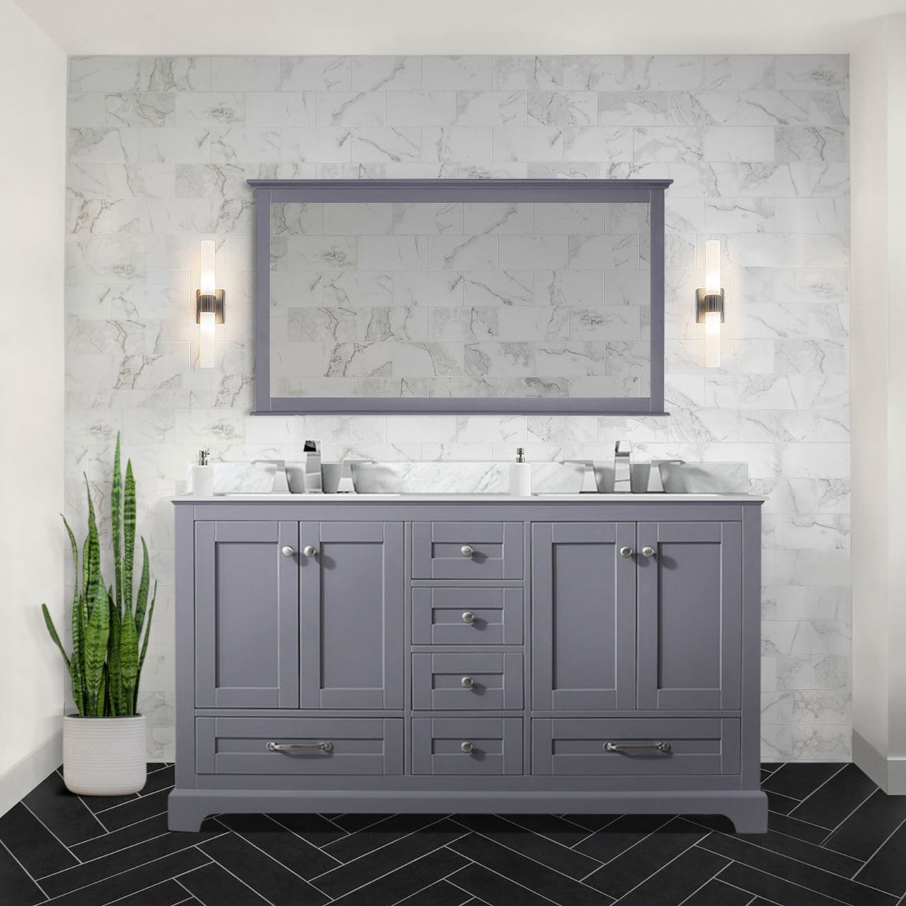 Dukes 60 in. W x 22 in. D Dark Grey Double Bath Vanity