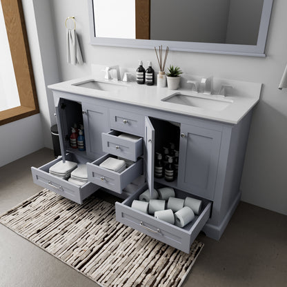 Dukes 60 in. W x 22 in. D Dark Grey Double Bath Vanity