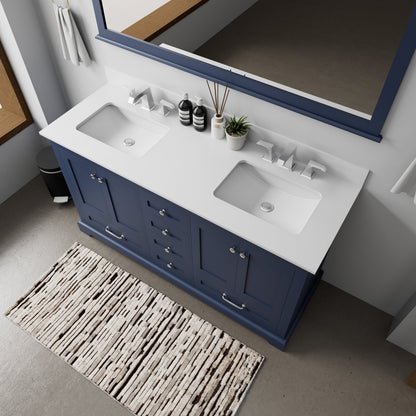 Dukes 60 in. W x 22 in. D Navy Blue Double Bath Vanity