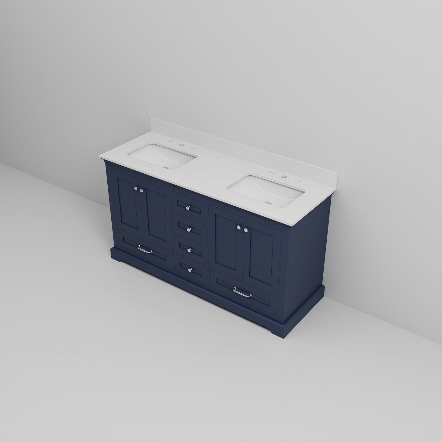 Dukes 60 in. W x 22 in. D Navy Blue Double Bath Vanity