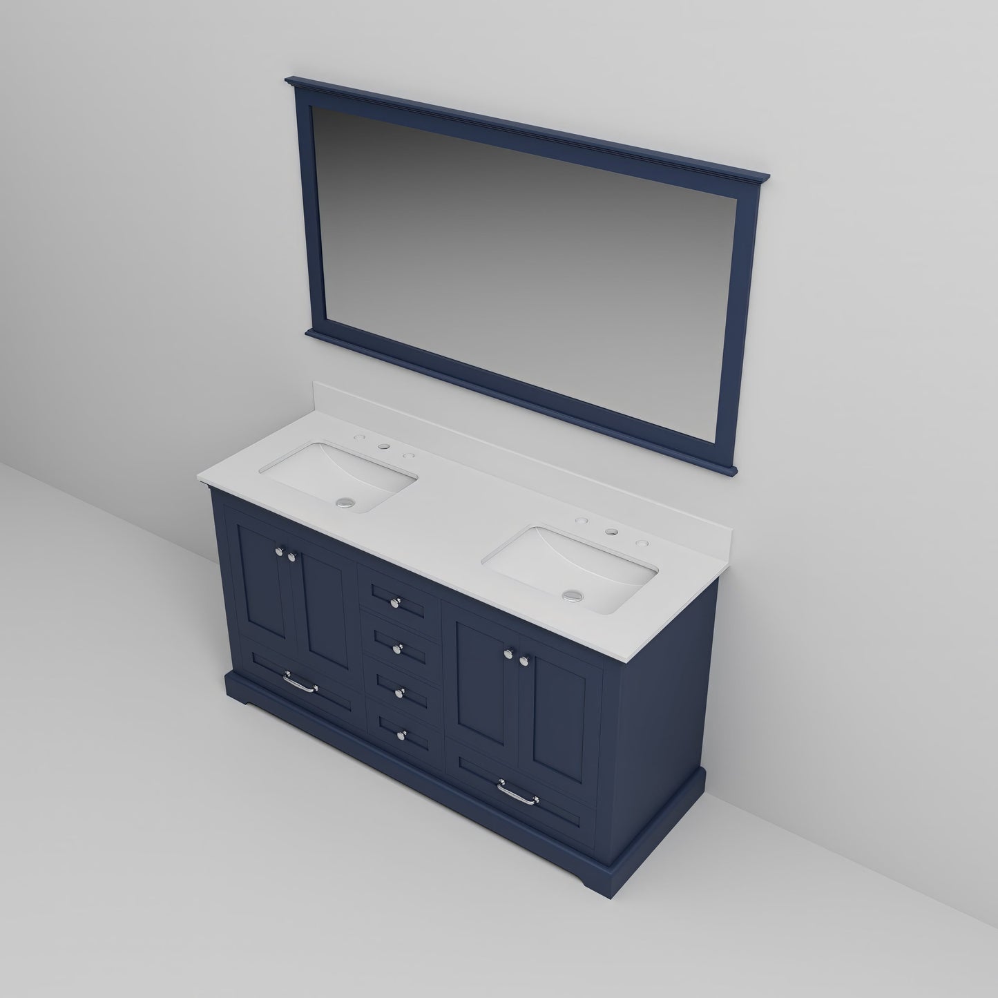 Dukes 60 in. W x 22 in. D Navy Blue Double Bath Vanity