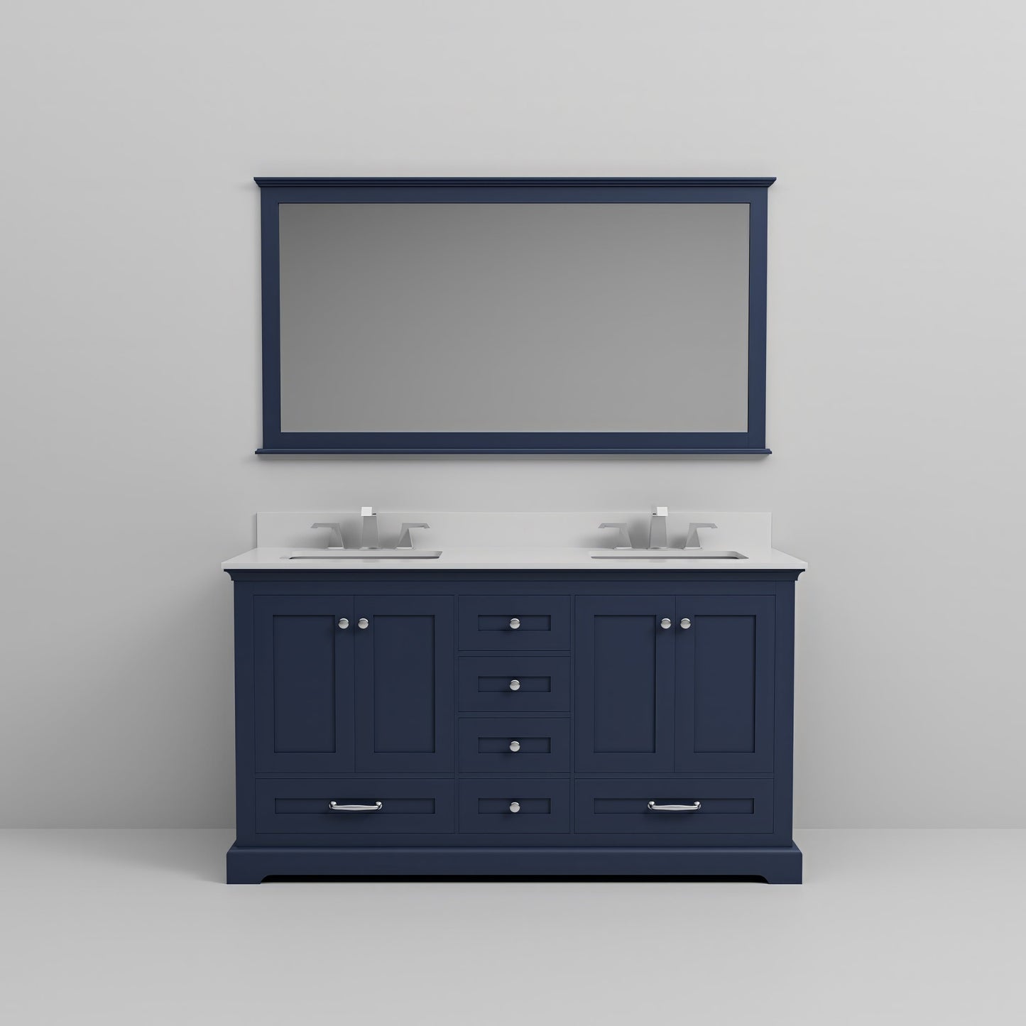Dukes 60 in. W x 22 in. D Navy Blue Double Bath Vanity