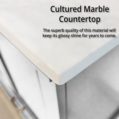 Dukes 72 in. W x 22 in. D White Double Bath Vanity and Cultured Marble Top