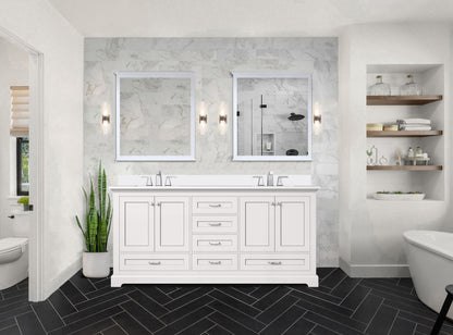 Dukes 72 in. W x 22 in. D White Double Bath Vanity and Cultured Marble Top
