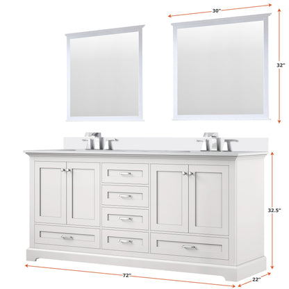 Dukes 72 in. W x 22 in. D White Double Bath Vanity and Cultured Marble Top
