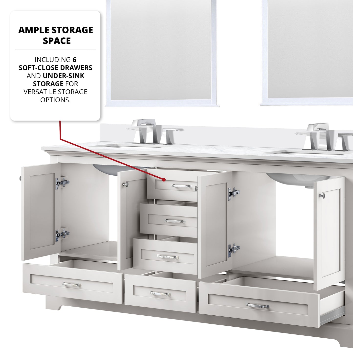 Dukes 72 in. W x 22 in. D White Double Bath Vanity and Cultured Marble Top