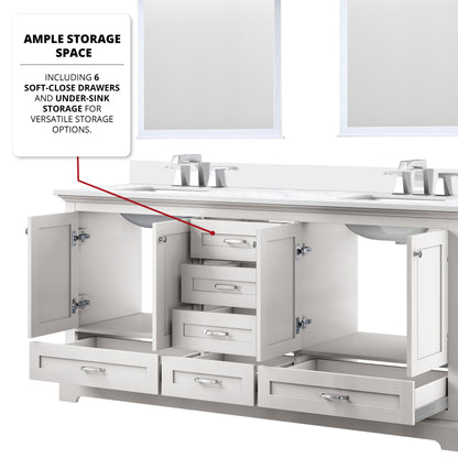 Dukes 72 in. W x 22 in. D White Double Bath Vanity and Cultured Marble Top