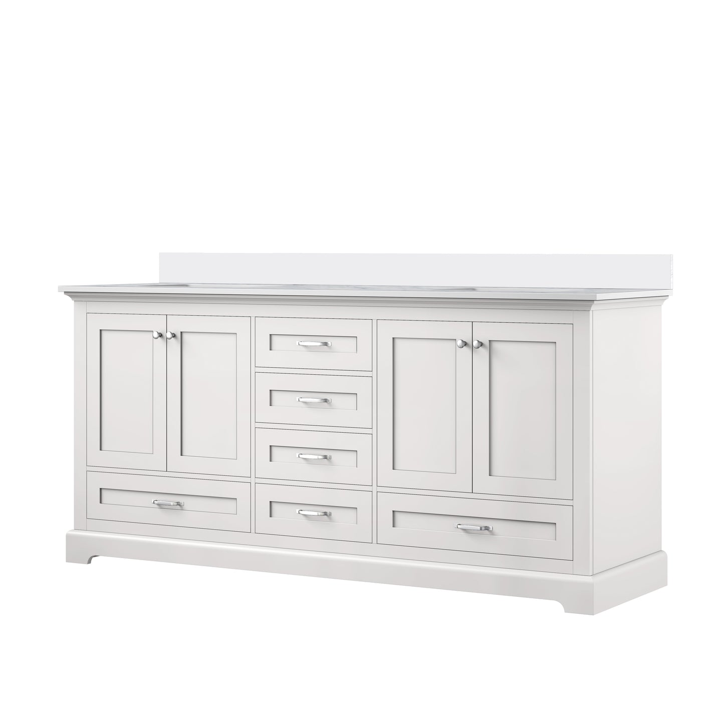 Dukes 72 in. W x 22 in. D White Double Bath Vanity and Cultured Marble Top