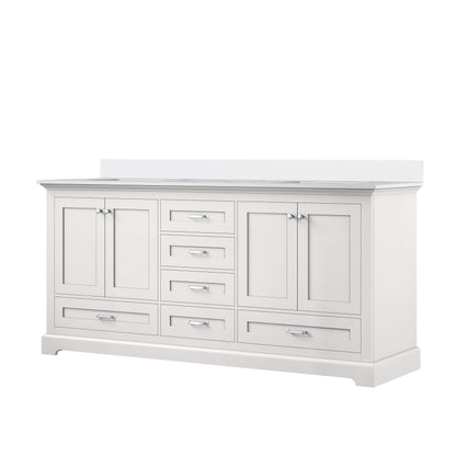Dukes 72 in. W x 22 in. D White Double Bath Vanity and Cultured Marble Top
