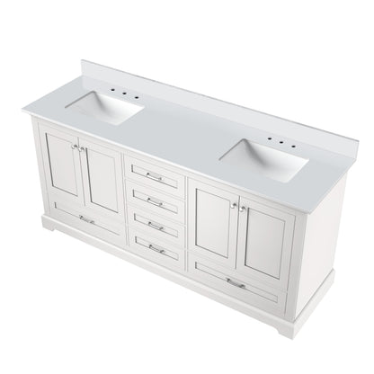 Dukes 72 in. W x 22 in. D White Double Bath Vanity and Cultured Marble Top