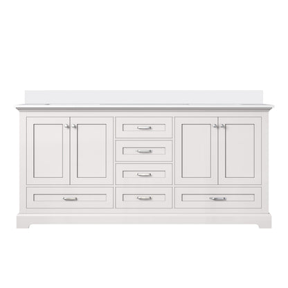 Dukes 72 in. W x 22 in. D White Double Bath Vanity and Cultured Marble Top