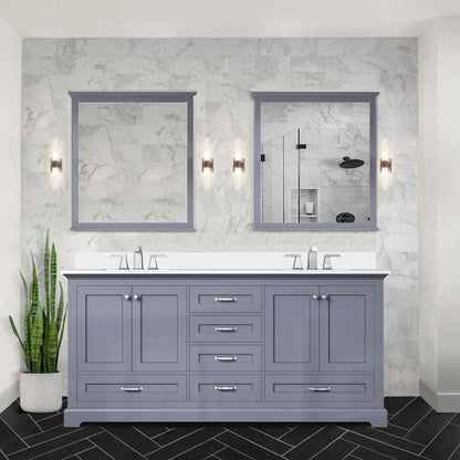 Dukes 72 in. W x 22 in. D Dark Grey Double Bath Vanity and Cultured Marble Top