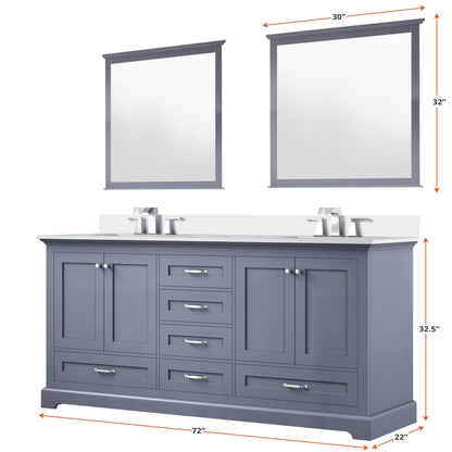 Dukes 72 in. W x 22 in. D Dark Grey Double Bath Vanity and Cultured Marble Top