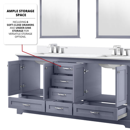 Dukes 72 in. W x 22 in. D Dark Grey Double Bath Vanity and Cultured Marble Top