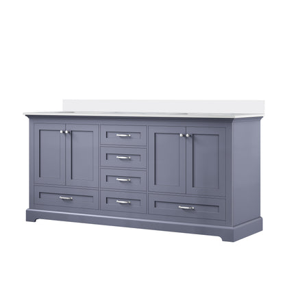 Dukes 72 in. W x 22 in. D Dark Grey Double Bath Vanity and Cultured Marble Top