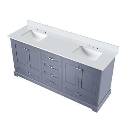 Dukes 72 in. W x 22 in. D Dark Grey Double Bath Vanity and Cultured Marble Top
