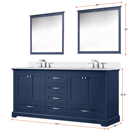 Dukes 72 in. W x 22 in. D Navy Blue Double Bath Vanity and Cultured Marble Top