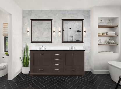 Dukes 72 in. W x 22 in. D Espresso Double Bath Vanity and Cultured Marble Top