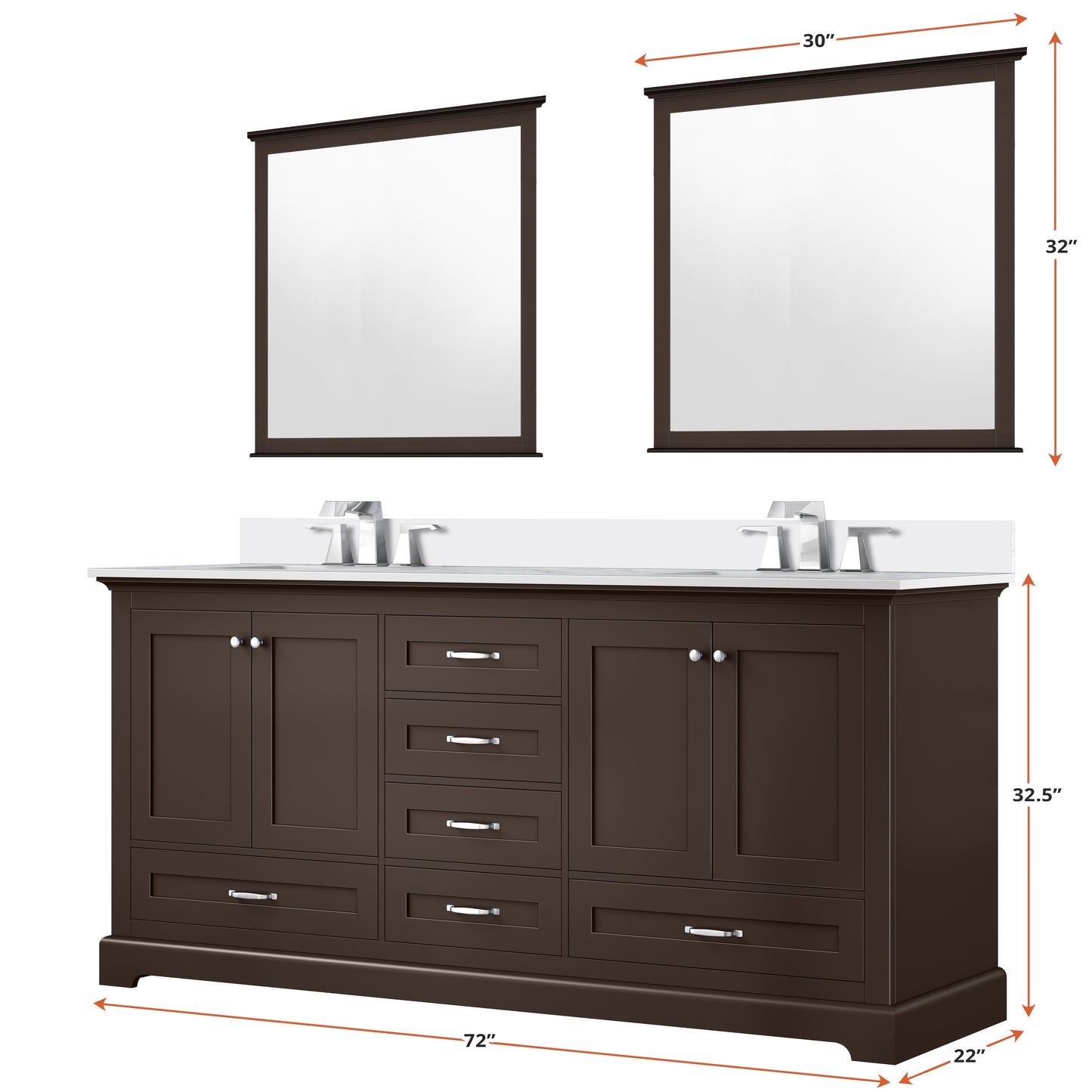 Dukes 72 in. W x 22 in. D Espresso Double Bath Vanity and Cultured Marble Top