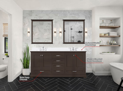 Dukes 72 in. W x 22 in. D Espresso Double Bath Vanity and Cultured Marble Top