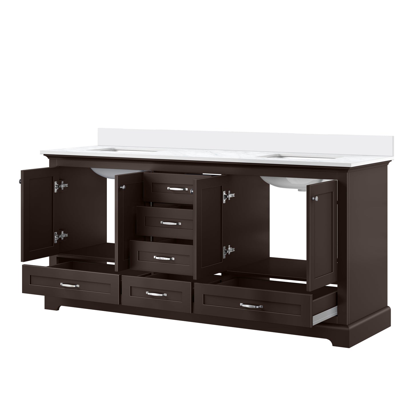 Dukes 72 in. W x 22 in. D Espresso Double Bath Vanity and Cultured Marble Top