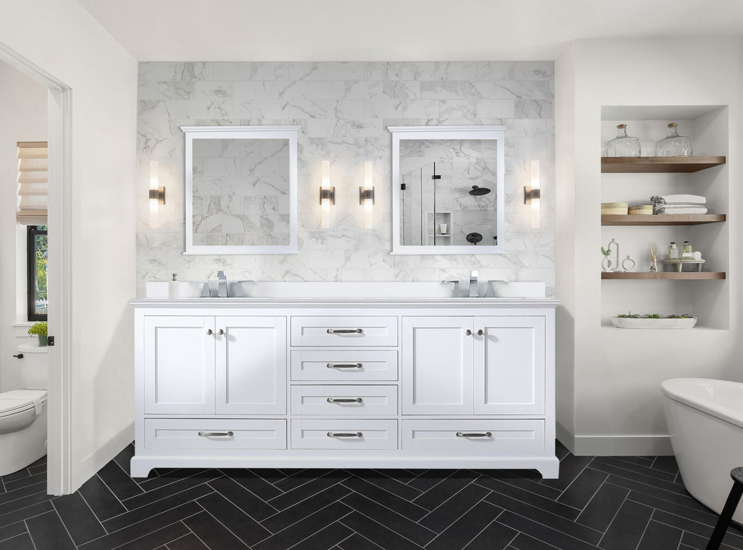 Dukes 80 in. W x 22 in. D White Double Bath Vanity