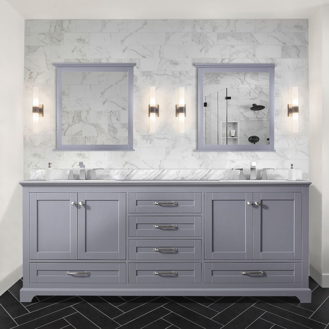Dukes 80 in. W x 22 in. D Dark Grey Double Bath Vanity
