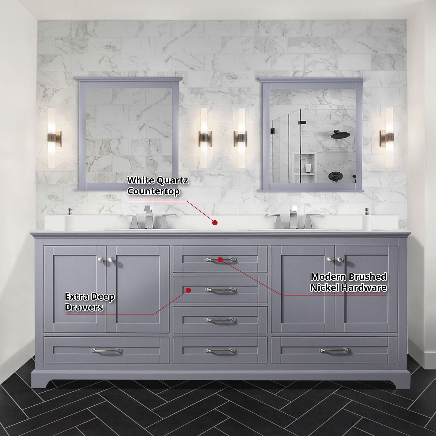 Dukes 80 in. W x 22 in. D Dark Grey Double Bath Vanity