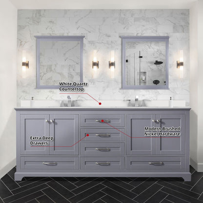 Dukes 80 in. W x 22 in. D Dark Grey Double Bath Vanity