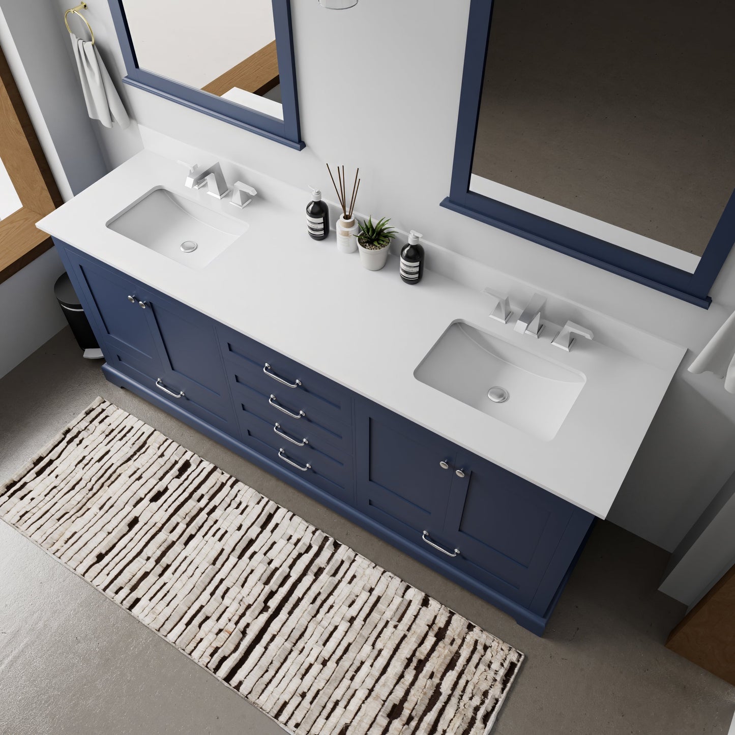 Dukes 80 in. W x 22 in. D Navy Blue Double Bath Vanity