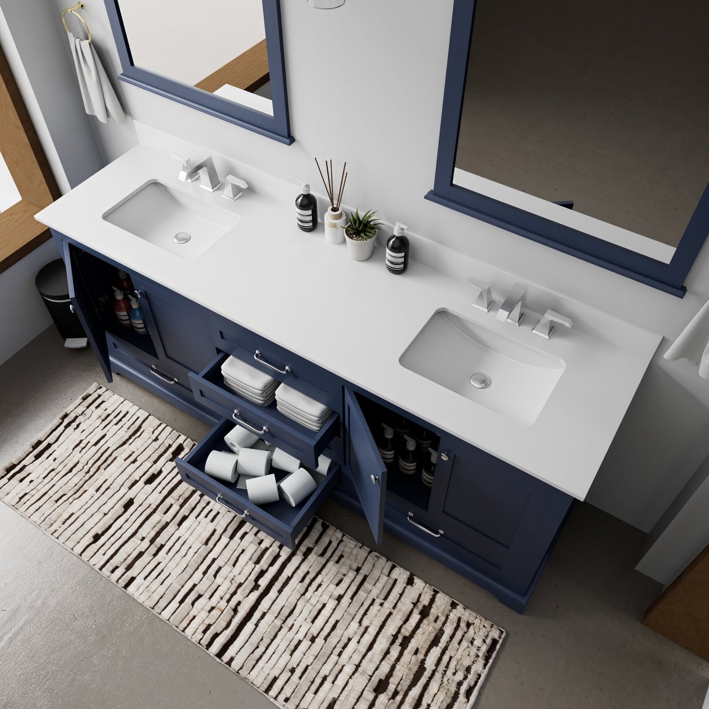 Dukes 80 in. W x 22 in. D Navy Blue Double Bath Vanity