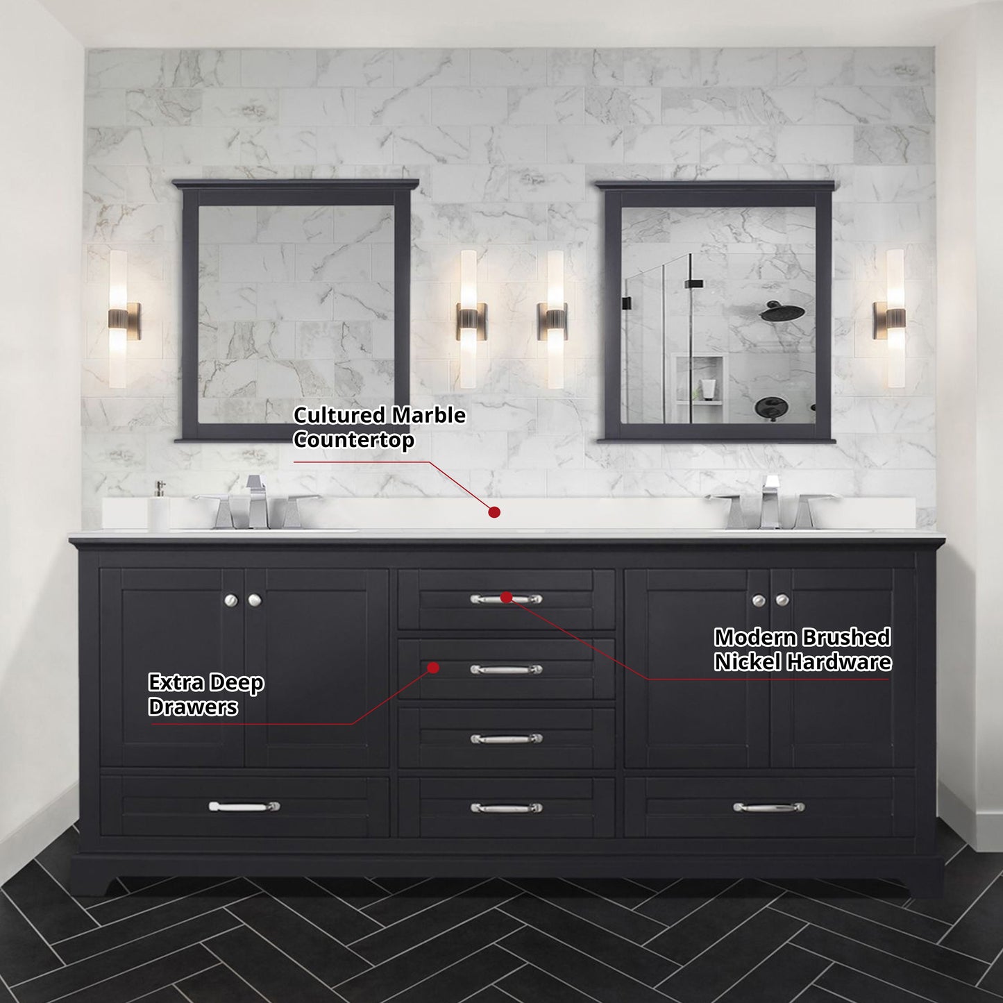 Dukes 80 in. W x 22 in. D Espresso Double Bath Vanity