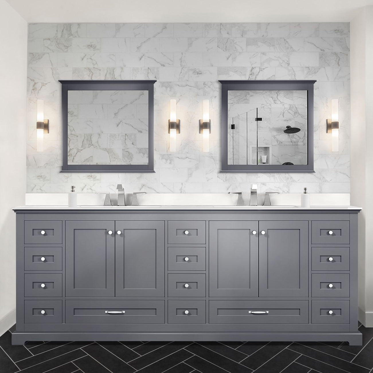 Dukes 84 in. W x 22 in. D Dark Grey Double Bath Vanity