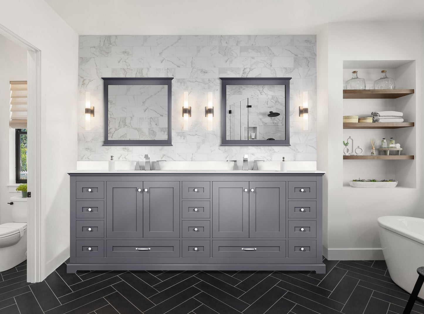 Dukes 84 in. W x 22 in. D Dark Grey Double Bath Vanity