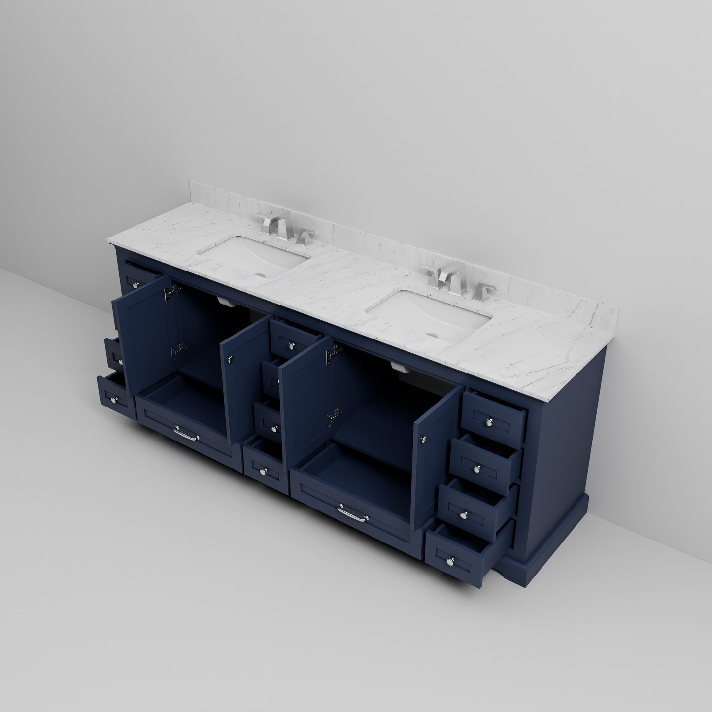 Dukes 84 in. W x 22 in. D Navy Blue Double Bath Vanity