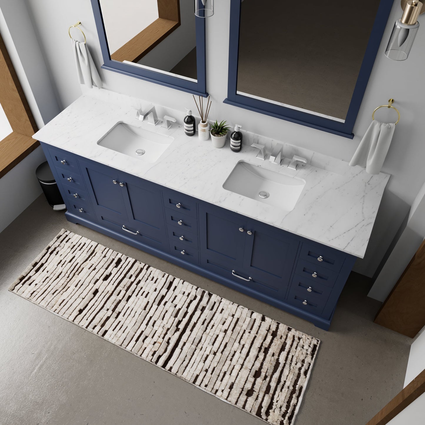 Dukes 84 in. W x 22 in. D Navy Blue Double Bath Vanity