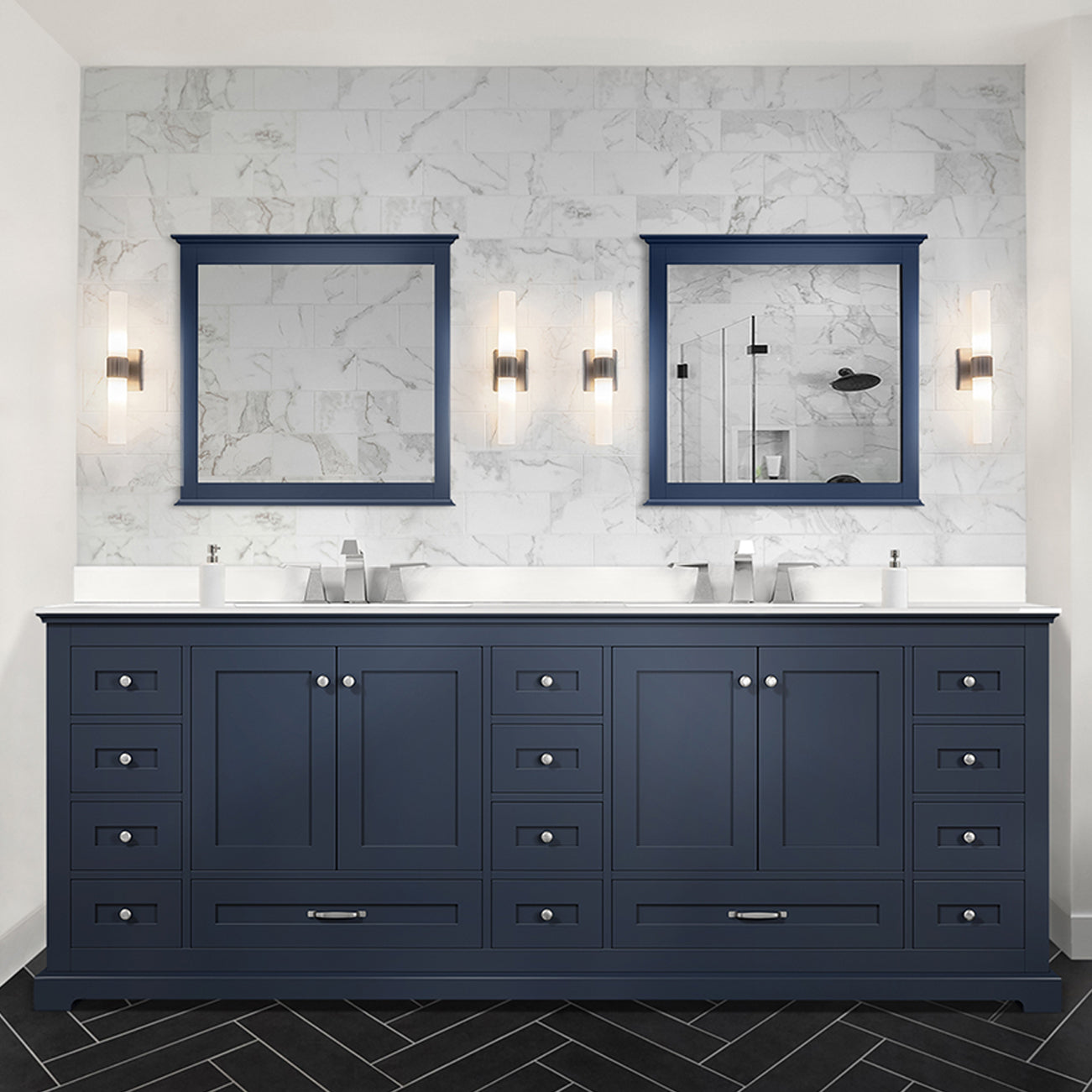 Dukes 84 in. W x 22 in. D Navy Blue Double Bath Vanity