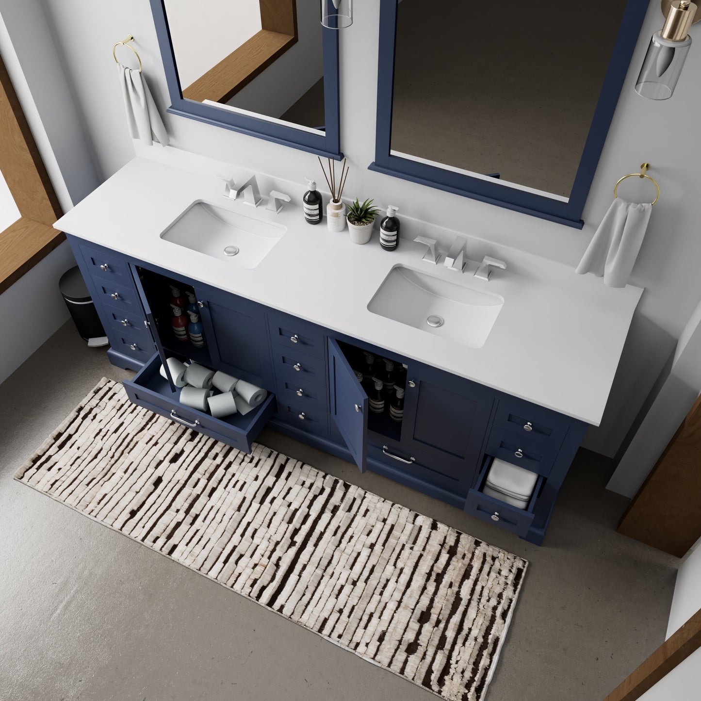 Dukes 84 in. W x 22 in. D Navy Blue Double Bath Vanity