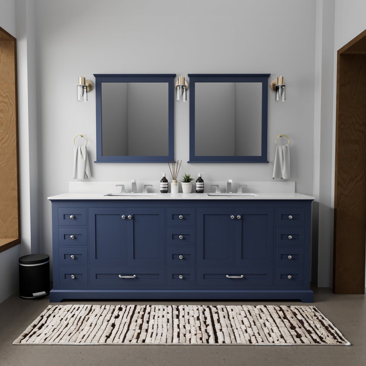 Dukes 84 in. W x 22 in. D Navy Blue Double Bath Vanity