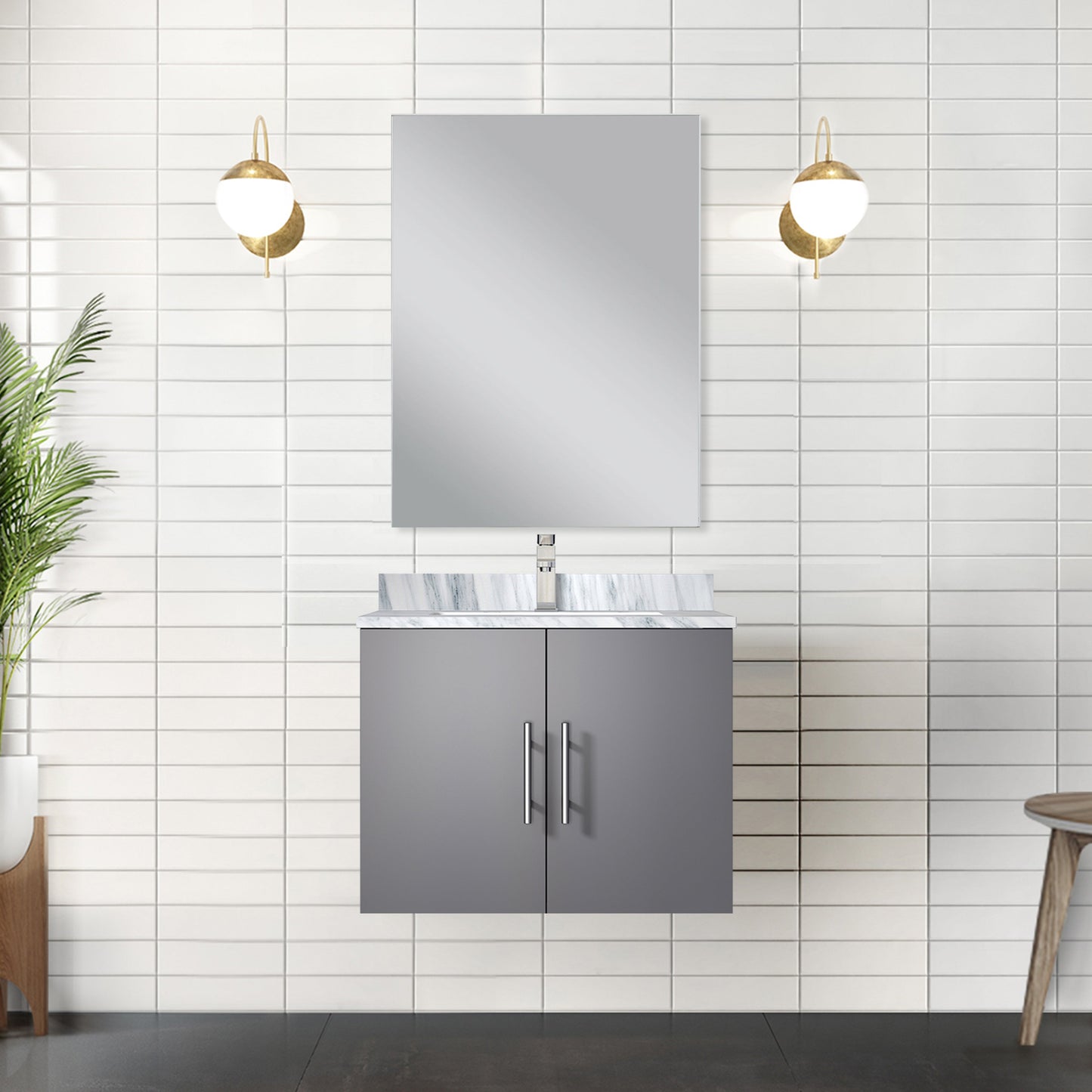 Geneva 24 in W x  in D Dark Grey Single Bath Vanity