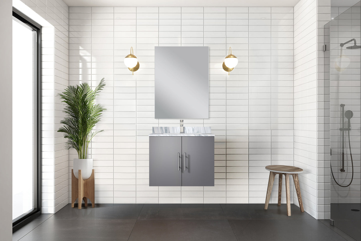 Geneva 24 in W x  in D Dark Grey Single Bath Vanity