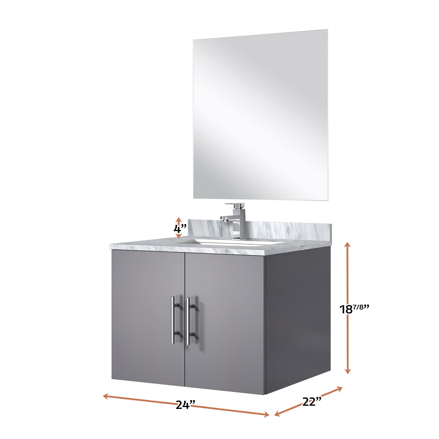 Geneva 24 in W x  in D Dark Grey Single Bath Vanity