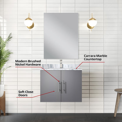 Geneva 24 in W x  in D Dark Grey Single Bath Vanity