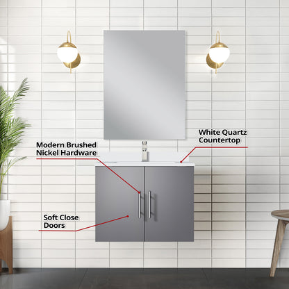 Geneva 24 in W x  in D Dark Grey Single Bath Vanity