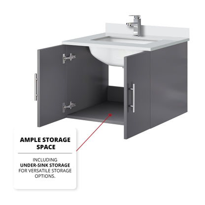Geneva 24 in. W x 22 in. D Dark Grey Bath Vanity
