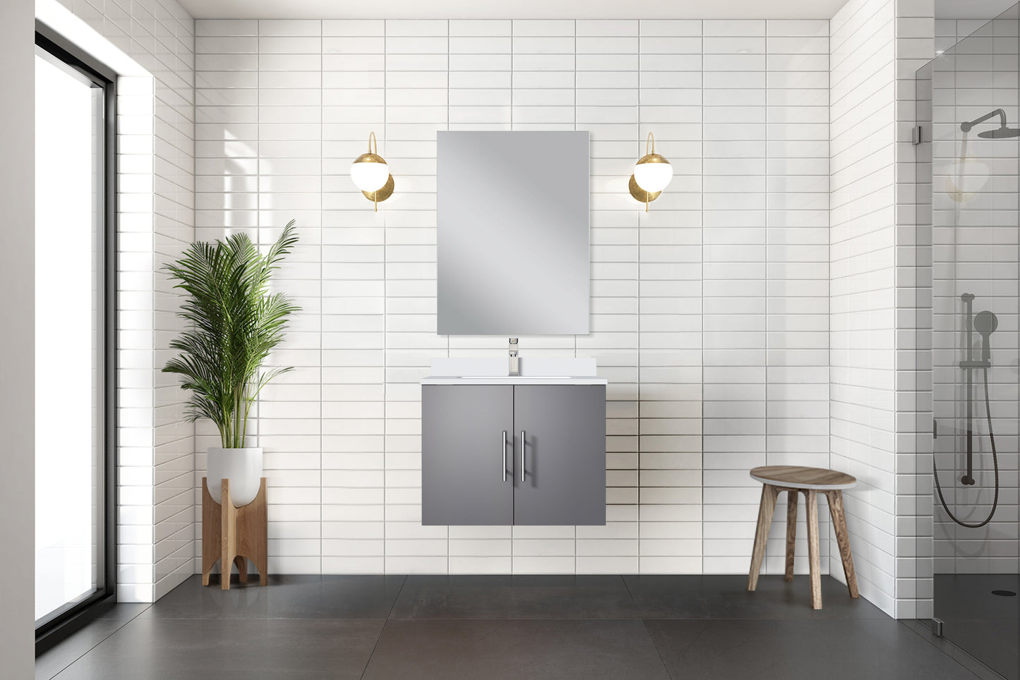Geneva 24 in W x  in D Dark Grey Single Bath Vanity